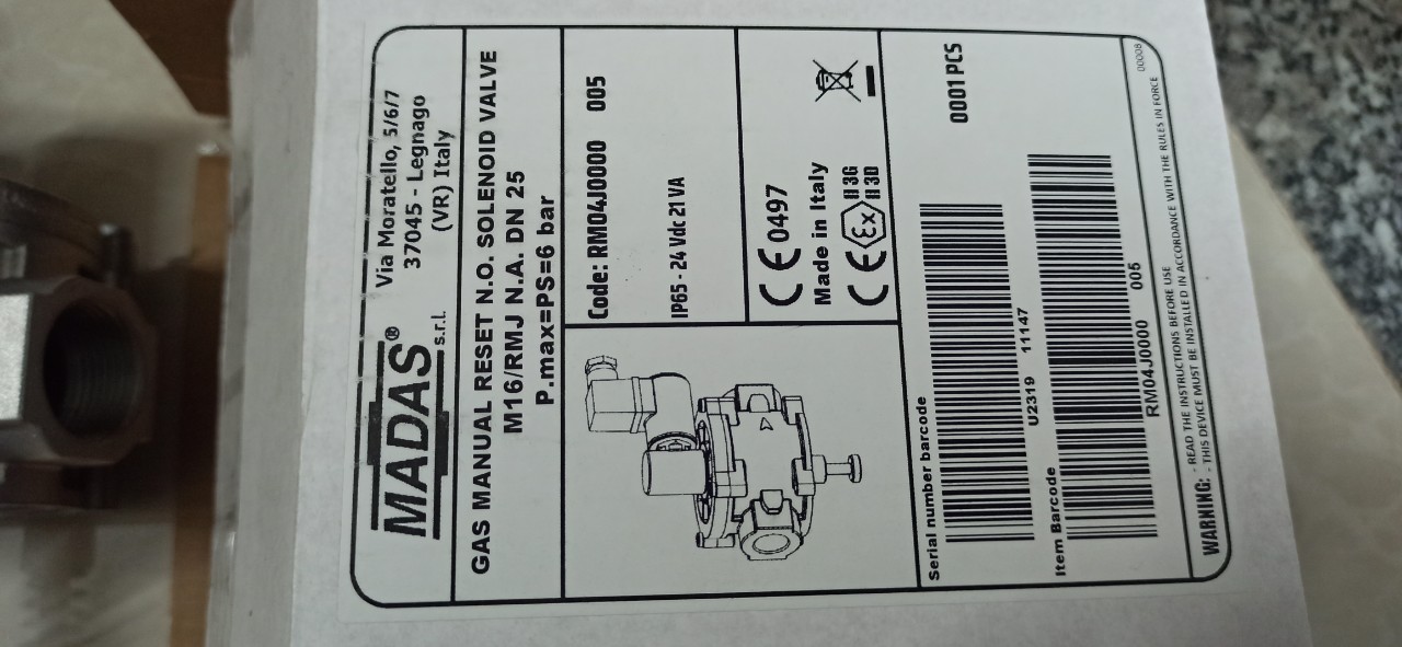 van điện từ M16/RMJ NA DN25 24VDC Madas